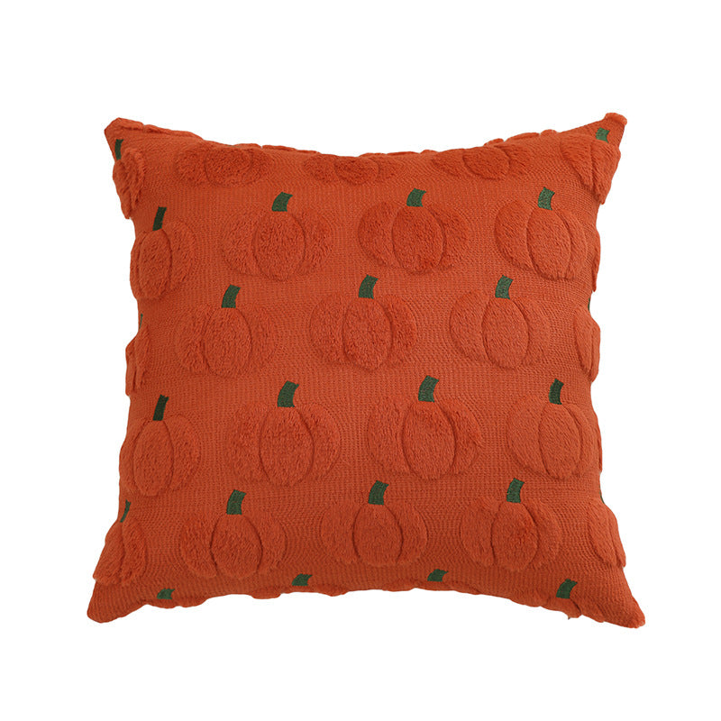 Wholesale Thanksgiving Autumn Plush Quilted Embroidered Pumpkin Orange Pillow Cushion Cover